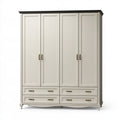 Armadio 180 x 60 x 220 cm in legno bianco avorio con ante e cassetti stile classico