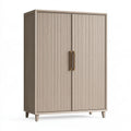 Armadio guardaroba 100 x 55 x 200 cm in legno beige con ante scanalate stile moderno