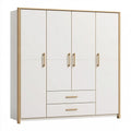 Armadio guardaroba 180 x 52 x 200 cm bianco e rovere in pannelli di legno stile moderno