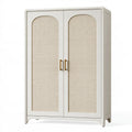 Armadio 100 cm 50 cm 180 cm in legno bianco con ante in rattan stile naturale