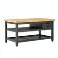 Banco da lavoro 120 x 60 x 90 cm in legno e acciaio nero con cassetti stile industriale
