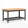 Banco da lavoro 120 x 60 x 90 cm in legno e metallo nero con ripiano a griglia
