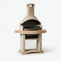 Barbecue da giardino 120 x 70 x 210 cm in pietra beige e metallo con camino