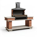 Barbecue da giardino 180 x 70 x 220 cm in mattoni e metallo rosso nero con cappa e griglie