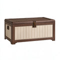 Baule contenitore da esterno 120 x 55 x 60 cm in plastica marrone/beige con coperchio