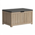 Cassapanca da esterno 120 x 60 x 65 cm in resina effetto legno marrone e nero - contenitore con coperchio