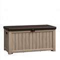Cassapanca da esterno 120 x 55 x 60 cm in resina beige e marrone con coperchio