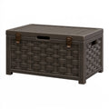 Baule contenitore da esterno 120 x 60 x 60 cm in resina marrone effetto rattan con coperchio e chiusure