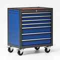Carrello portautensili 80 x 50 x 95 cm in acciaio blu e nero con 8 cassetti e ruote