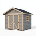 Casetta da giardino 250 x 200 x 220 cm in legno grigio con doppia porta e finestra