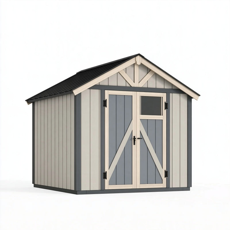 Casetta da giardino 300 x 240 x 250 cm in legno grigio con tetto in metallo stile rustico