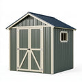 Casetta da giardino 213 x 191 x 195 cm in acciaio verde con doppia porta e finestra