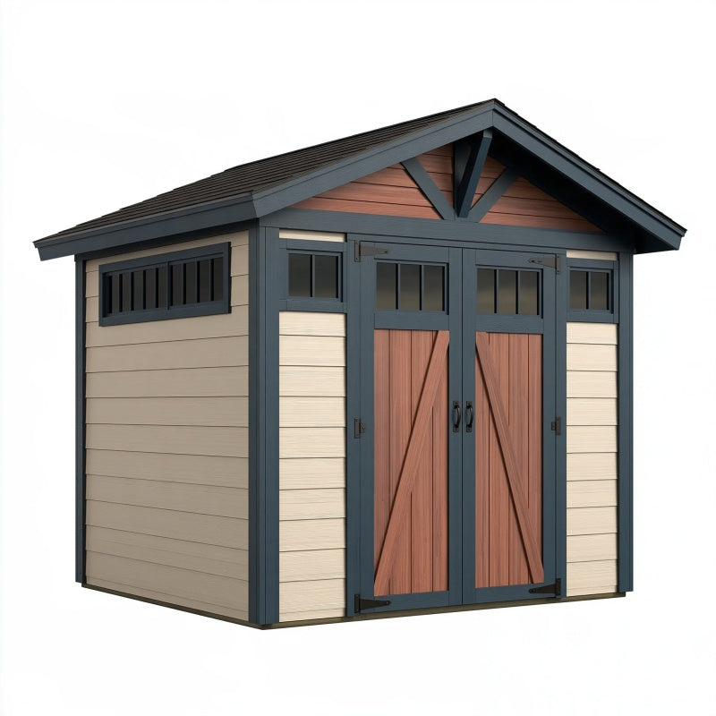 Capanno da giardino 180 x 120 x 190 cm in legno beige antracite e marrone - deposito esterno con doppia porta
