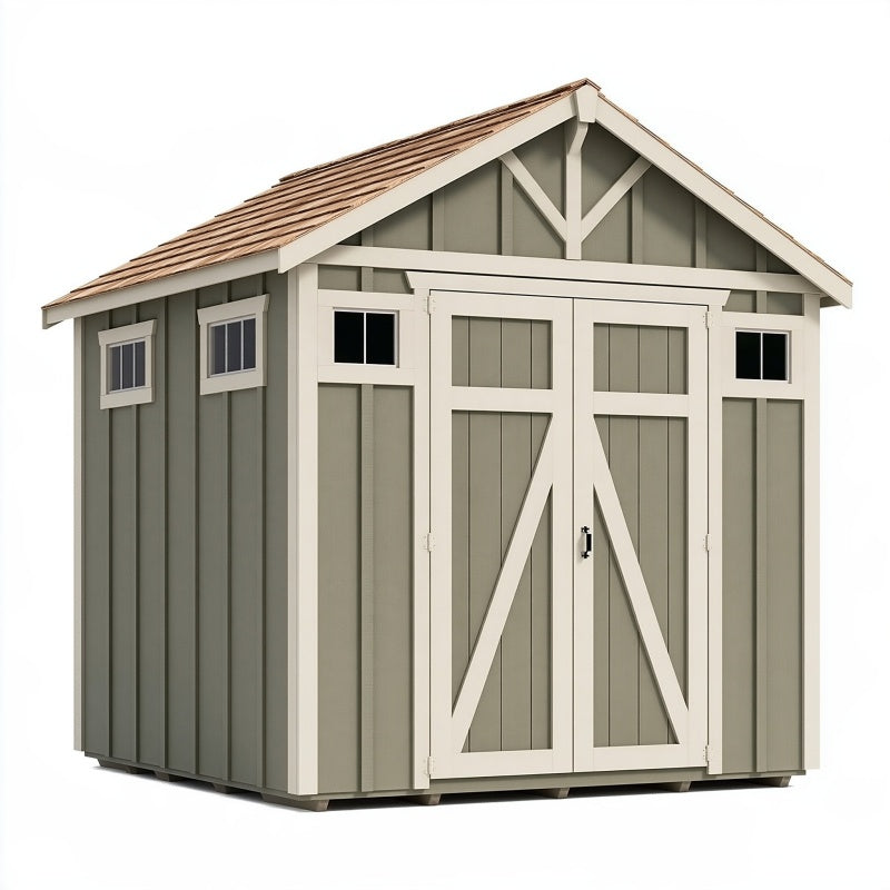 Capanno da giardino 300 x 240 x 250 cm in legno grigio tortora con doppia porta stile rustico