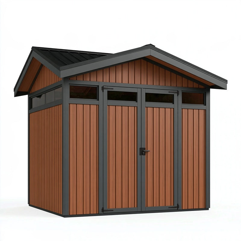 Casetta da giardino 200 x 150 x 210 cm in metallo marrone/antracite - deposito da esterno moderno